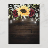 ヒマワリとブルゴーニュ素朴ー結婚レッドローズ エンクロージャーカード (裏面)