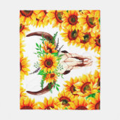 ヒマワリとブルスカル フリースブランケット (正面)