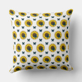 ヒマワリとブルーバタフライ クッション (裏面)