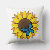 ヒマワリとブルーバタフライ クッション (裏面)