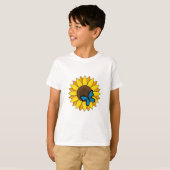 ヒマワリとブルーバタフライ Tシャツ (正面フル)