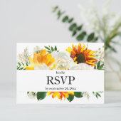 ヒマワリとホワイトフローラとMeal Option 結婚's 出欠カード (スタンド正面)