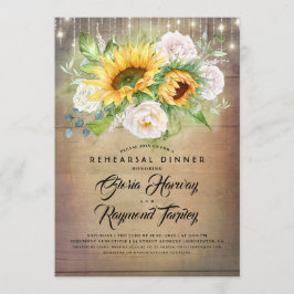 ヒマワリとホワイトローズのリハ素朴ーサルディナー 招待状