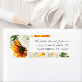 ヒマワリとホワイトローズアートフローラ結婚の3 ラベル (インサイチュ)