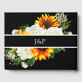 ヒマワリとホワイトローズアートフローラ – 黒 ゲストブック (裏面)