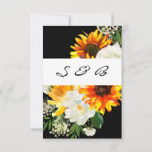 ヒマワリとホワイトローズアートフローラ – 黒 セーブザデート (裏面)