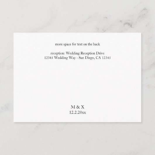 ヒマワリとホワイトローズ結婚のパーティー詳細 エンクロージャーカード (裏面)