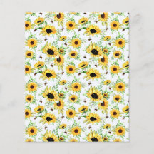 ヒマワリとミツバチがスクラップブックの背景