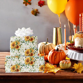 ヒマワリとミツバチのラッピング紙 ラッピングペーパー