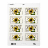 ヒマワリとミツバチの蜂蜜ラベル縁ど破線 ラベル (フルシート)