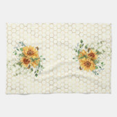 ヒマワリとミツバチ キッチンタオル (横)