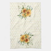 ヒマワリとミツバチ キッチンタオル (縦)