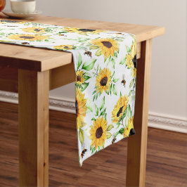 ヒマワリとミツバチ ショートテーブルランナー
