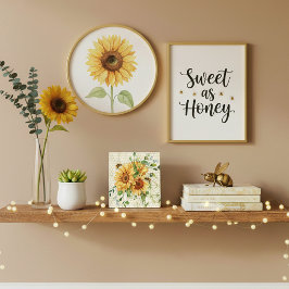 ヒマワリとミツバチ フォトプラーク