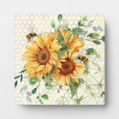 ヒマワリとミツバチ フォトプラーク (正面)