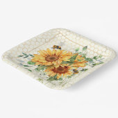 ヒマワリとミツバチ ペーパープレート (傾斜あり)