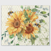 ヒマワリとミツバチ ラッピングペーパー (フラット)