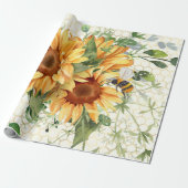 ヒマワリとミツバチ ラッピングペーパー (アンロールド)