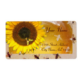 ヒマワリとミツバチ、養蜂家、ミツバチ ラベル