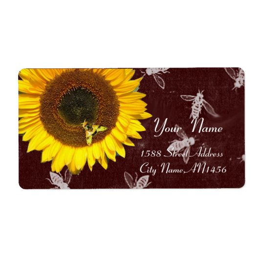 ヒマワリとミツバチ、養蜂家、ミツバチ ラベル (正面)