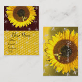 ヒマワリとミツバチ、養蜂家、ミツバチ 名刺 (正面/裏面)