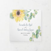 ヒマワリとユーカリプトゥス3つ折り結婚式の招待 三つ折り招待状 (カバー)