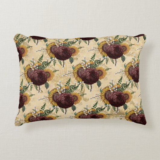 ヒマワリとランヌカルス アクセントクッション (正面)