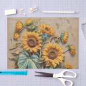 ヒマワリとヴィンテージの配列 薄葉紙 (クラフト)