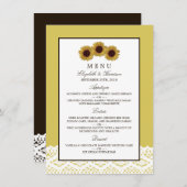 ヒマワリとヴィンテージレース結婚のメニュー メニュー (正面/裏面)