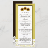 ヒマワリとヴィンテージレース結婚のメニュー メニュー (正面/裏面)