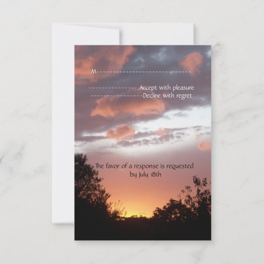 ヒマワリと夏の夕焼けのラスティックウェディングパーティー 招待状 (裏面)