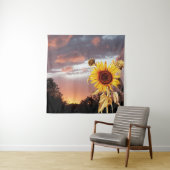 ヒマワリと夏の夕焼け ピンクの雲 タペストリー (インサイチュ)
