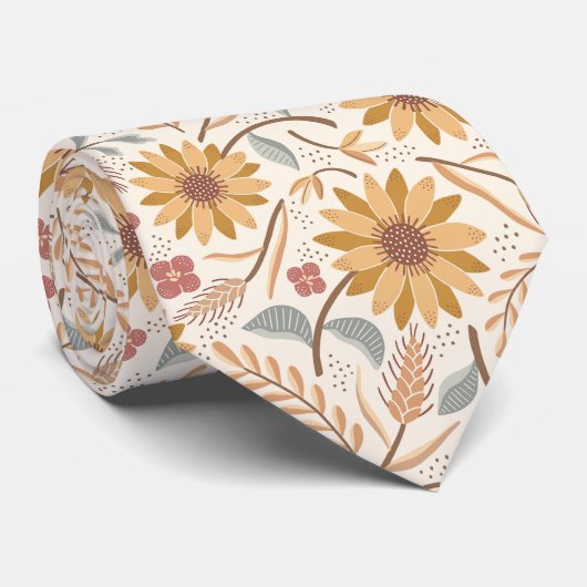 ヒマワリと小麦の耳 ネクタイ (ロール)