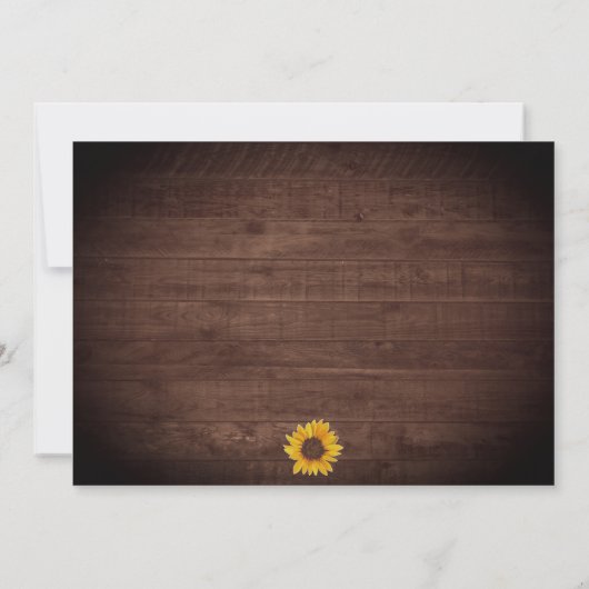 ヒマワリと弦の光が木の素朴上結婚に 招待状 (裏面)