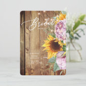 ヒマワリと明るい赤紫色素朴丸ブライダルシャワー 招待状 (スタンド正面)