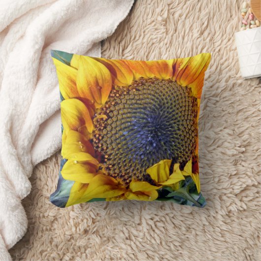 ヒマワリと水滴 クッション (ブランケット)