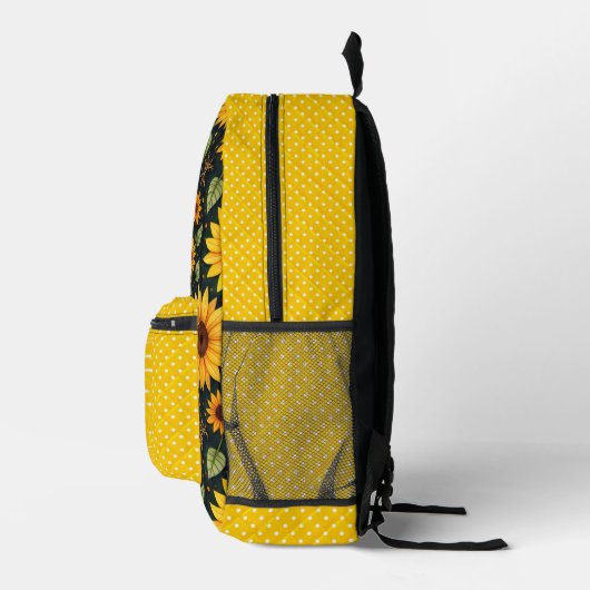 ヒマワリと水玉模様 プリントバックパック (右)