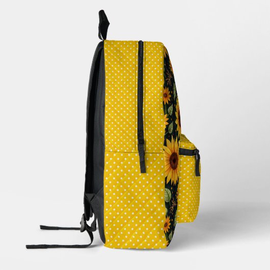 ヒマワリと水玉模様 プリントバックパック (左)