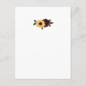 ヒマワリと素朴バラ結婚ズ エンクロージャーカード (裏面)