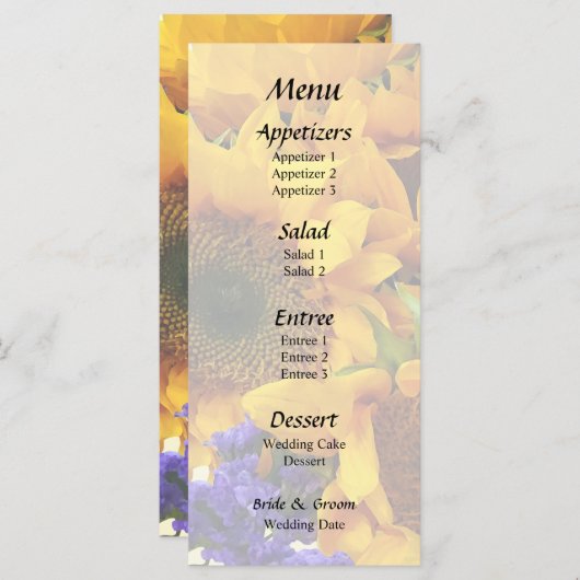 ヒマワリと紫のスタティスの花束 メニュー (正面/裏面)