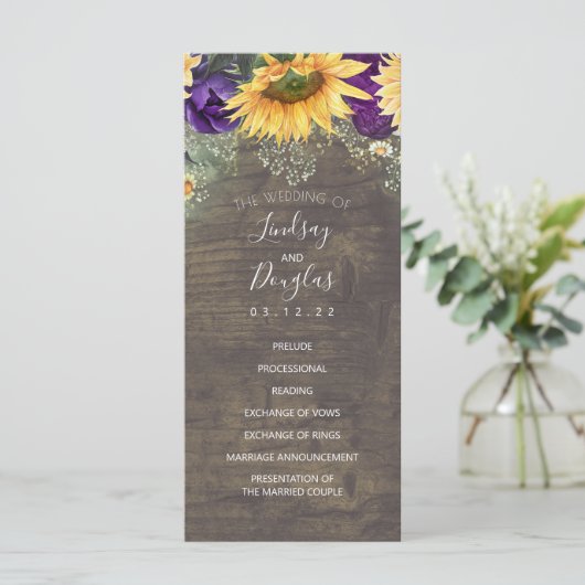 ヒマワリと紫のバラ結婚式 プログラム (スタンド正面)