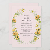 ヒマワリと緑のリースベイビーシャワーインビタティ 招待状 (正面/裏面)