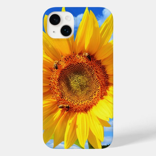 ヒマワリと蜂のiPhoneケース Case-Mate iPhoneケース (裏面)