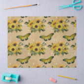 ヒマワリと蝶デコパージュ 薄葉紙 (クラフト)