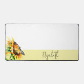 ヒマワリと蝶パーソナライズされた類 デスクマット (正面)