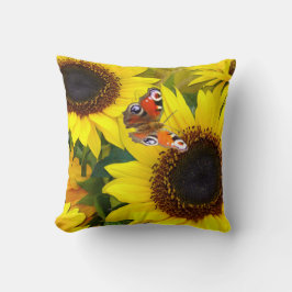 ヒマワリと蝶装飾用クッション クッション
