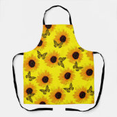 ヒマワリと蝶、フルプリントエプロン エプロン (正面)