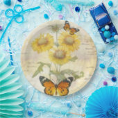 ヒマワリと蝶 ペーパープレート (パーティー)