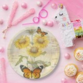 ヒマワリと蝶 ペーパープレート (パーティー)