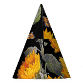 ヒマワリと蝶：水彩ブラックバックグロ パーティーハット (裏面)